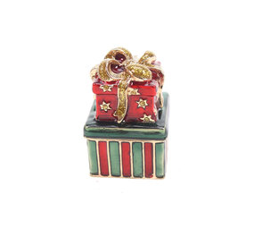Melting Pot - Sieradendoosje Kerstcadeau Rood Groen Goud Metaal 3x5cm Melting Pot - Sieradendoosje Kerstcadeau Rood Groen Goud Metaal 3x5cm