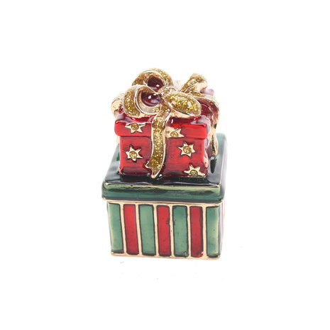 Melting Pot - Sieradendoosje Kerstcadeau Rood Groen met Goud Metaal 3x5cm Melting Pot - Sieradendoosje Kerstcadeau Rood Groen met Goud Metaal 3x5cm