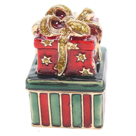 Melting Pot - Sieradendoosje Kerstcadeau Rood Groen met Goud Metaal 3x5cm Melting Pot - Sieradendoosje Kerstcadeau Rood Groen met Goud Metaal 3x5cm