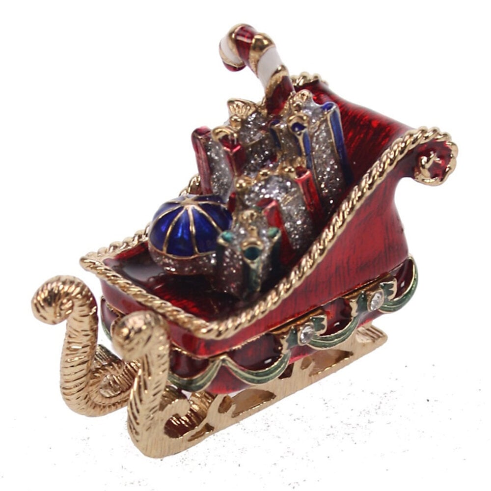 Melting Pot - Sieradendoosje Kerst Arrenslee met Cadeautjes Rood Goud Metaal 5x3x5cm Melting Pot - Sieradendoosje Kerst Arrenslee met Cadeautjes Rood Goud Metaal 5x3x5cm