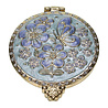 Melting Pot - Sieradendoosje met Spiegel Blauw Goud Metaal Bloemen & Vlinder 5x2cm Melting Pot - Sieradendoosje met Spiegel Blauw Goud Metaal Bloemen & Vlinder 5x2cm