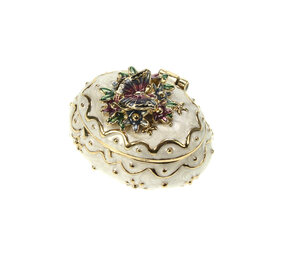 Melting Pot - Sieradendoosje Ovaal Vlinder Wit Goud Metaal 5x4x3cm Melting Pot - Sieradendoosje Ovaal Vlinder Wit Goud Metaal 5x4x3cm