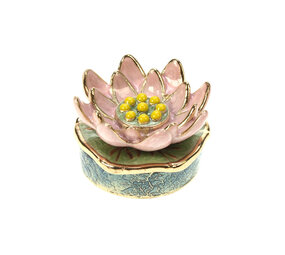 Melting Pot - Sieradendoosje Lotusbloem Multicolor Metaal 5x4cm Melting Pot - Sieradendoosje Lotusbloem Multicolor Metaal 5x4cm