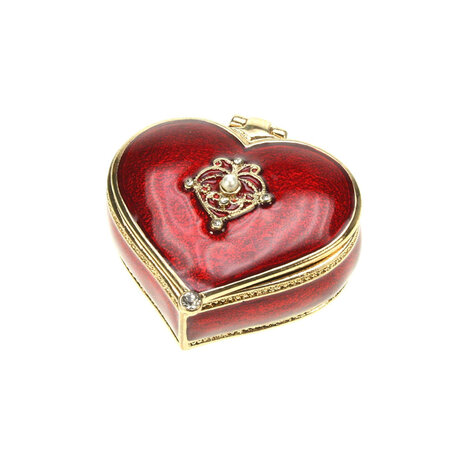 Melting Pot - Hartvormig Sieradendoosje Rood Goud Emaille Metaal met Strass 5x4cm Melting Pot - Hartvormig Sieradendoosje Rood Goud Emaille Metaal met Strass 5x4cm