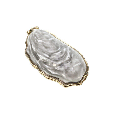 Melting Pot - Sieradendoosje Oester Parelmoer Wit Goud Metaal 7x4x2cm Melting Pot - Sieradendoosje Oester Parelmoer Wit Goud Metaal 7x4x2cm