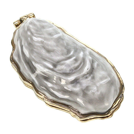 Melting Pot - Sieradendoosje Oester Parelmoer Wit Goud Metaal 7x4x2cm Melting Pot - Sieradendoosje Oester Parelmoer Wit Goud Metaal 7x4x2cm