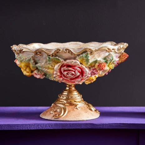 Werns - Decoratieve Schaal Flora met Bloemen Multicolor Goud Polyresin 26x19x16cm Werns - Decoratieve Schaal Flora met Bloemen Multicolor Goud Polyresin 26x19x16cm