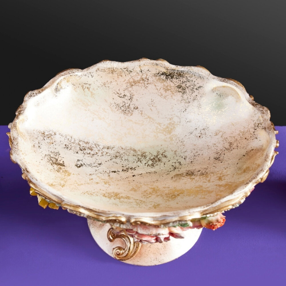 Werns - Decoratieve Schaal Flora met Bloemen Multicolor Goud Polyresin 26x19x16cm Werns - Decoratieve Schaal Flora met Bloemen Multicolor Goud Polyresin 26x19x16cm