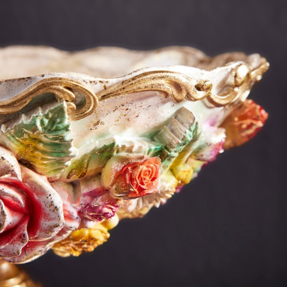 Werns - Decoratieve Schaal Flora met Bloemen Multicolor Goud Polyresin 26x19x16cm Werns - Decoratieve Schaal Flora met Bloemen Multicolor Goud Polyresin 26x19x16cm