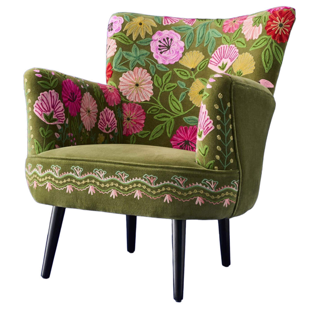 Melting Pot - Fauteuil Bloemen Groen Multicolor https://www.meltingpotamsterdam.nl/fauteuil-jungle-love-panter.html