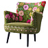 Fauteuil Bloemen Groen Multicolor Fluweel 77x76x83cm Fauteuil Bloemen Groen Multicolor Fluweel 77x76x83cm