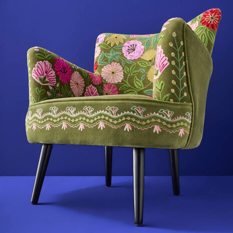 Melting Pot - Fauteuil Bloemen Groen Multicolor https://www.meltingpotamsterdam.nl/fauteuil-jungle-love-panter.html