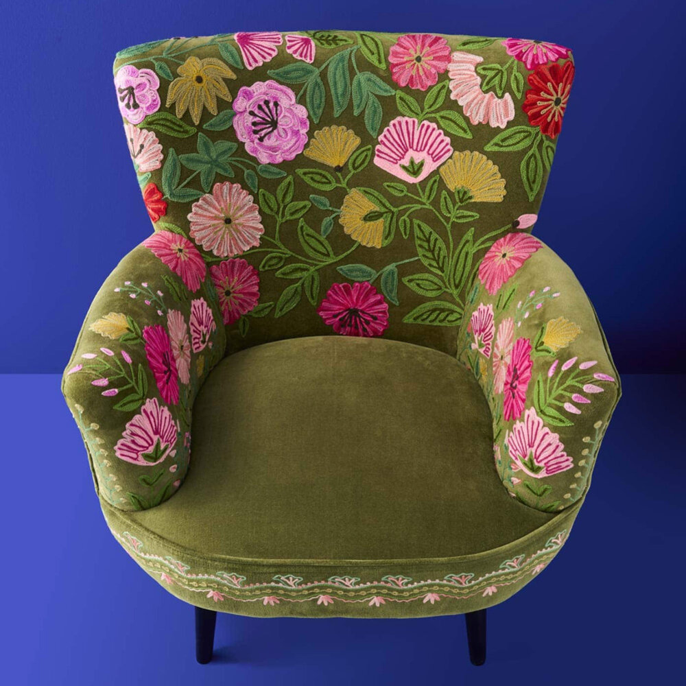 Melting Pot - Fauteuil Bloemen Groen Multicolor https://www.meltingpotamsterdam.nl/fauteuil-jungle-love-panter.html