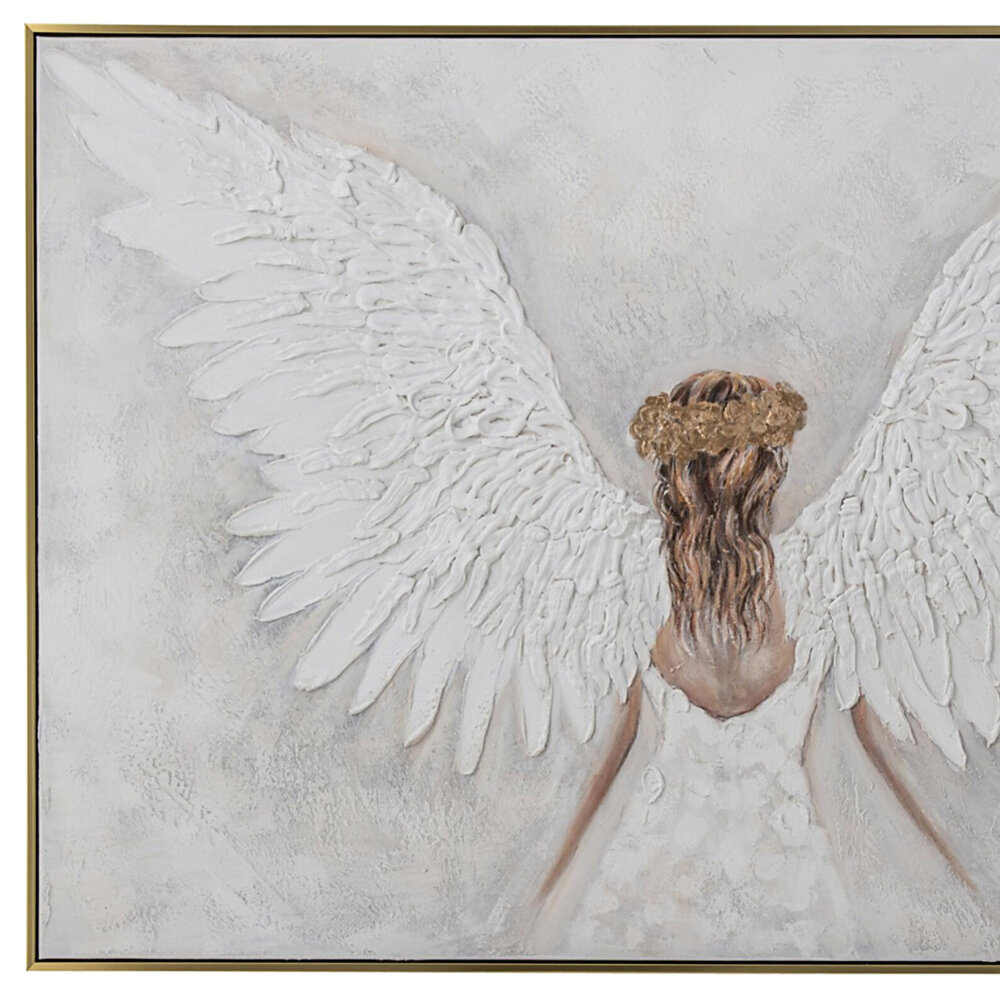 Melting Pot - Schilderij Engel met Vleugels Wit Goud Acryl op Canvas 122x82cm in Gouden Lijst Melting Pot - Schilderij Engel met Vleugels Wit Goud Acryl op Canvas 122x82cm in Gouden Lijst