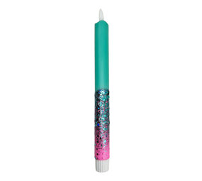 Melting Pot - LED-Kaars Candy Turquoise-Roze Glitters 25cm met Timer Melting Pot - LED-Kaars Candy Turquoise-Roze Glitters 25cm met Timer