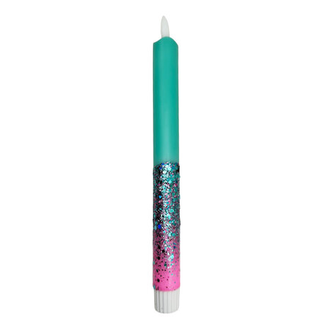 Melting Pot - LED-Kaars Candy Turquoise-Roze Glitters 25cm met Timer Melting Pot - LED-Kaars Candy Turquoise-Roze Glitters 25cm met Timer