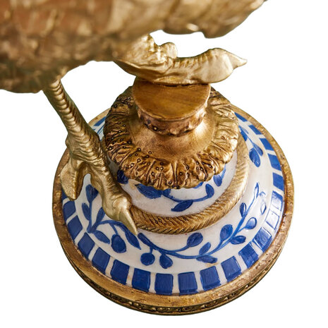 Melting Pot - Kandelaar Struisvogel Franz Josef Blauw Goud Handbeschilderd 20x14x41cm