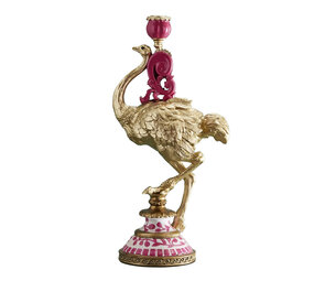 Melting Pot - Kandelaar Struisvogel FJ Magenta Goud 20x41cm Melting Pot - Kandelaar Struisvogel FJ Magenta Goud 20x41cm