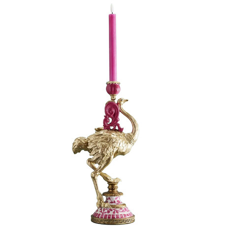 Melting Pot - Kandelaar Struisvogel Franz Josef Magenta Goud Handbeschilderd 20x14x41cm Melting Pot - Kandelaar Struisvogel Franz Josef Magenta Goud Handbeschilderd 20x14x41cm