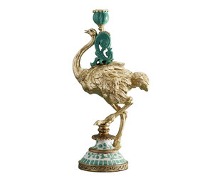 Melting Pot - Kandelaar Struisvogel FJ Turquoise Goud 20x41cm Melting Pot - Kandelaar Struisvogel FJ Turquoise Goud 20x41cm