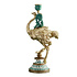 Kandelaar Struisvogel FJ Turquoise Goud 20x41cm