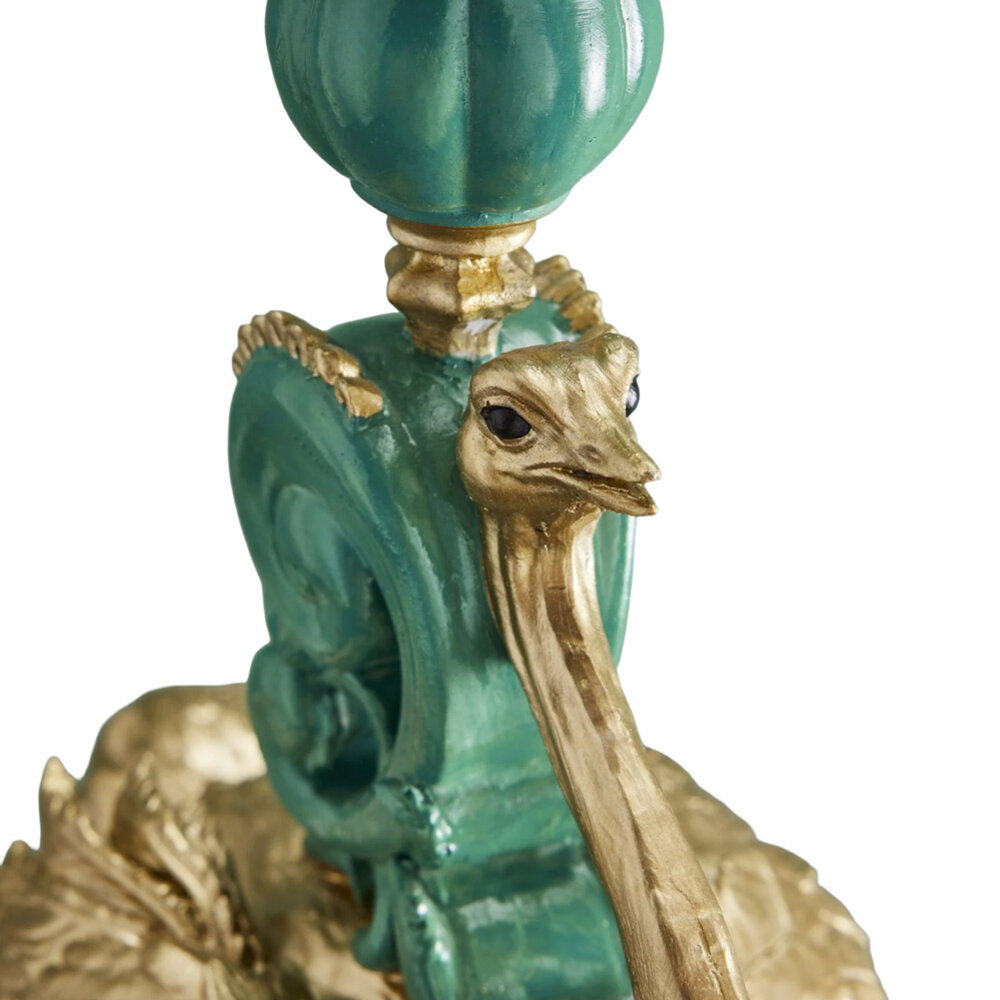 Melting Pot - Kandelaar Struisvogel Franz Josef Turquoise Goud Handbeschilderd 20x14x41cm Melting Pot - Kandelaar Struisvogel Franz Josef Turquoise Goud Handbeschilderd 20x14x41cm