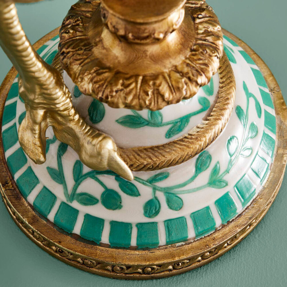 Melting Pot - Kandelaar Struisvogel Franz Josef Turquoise Goud Handbeschilderd 20x14x41cm Melting Pot - Kandelaar Struisvogel Franz Josef Turquoise Goud Handbeschilderd 20x14x41cm