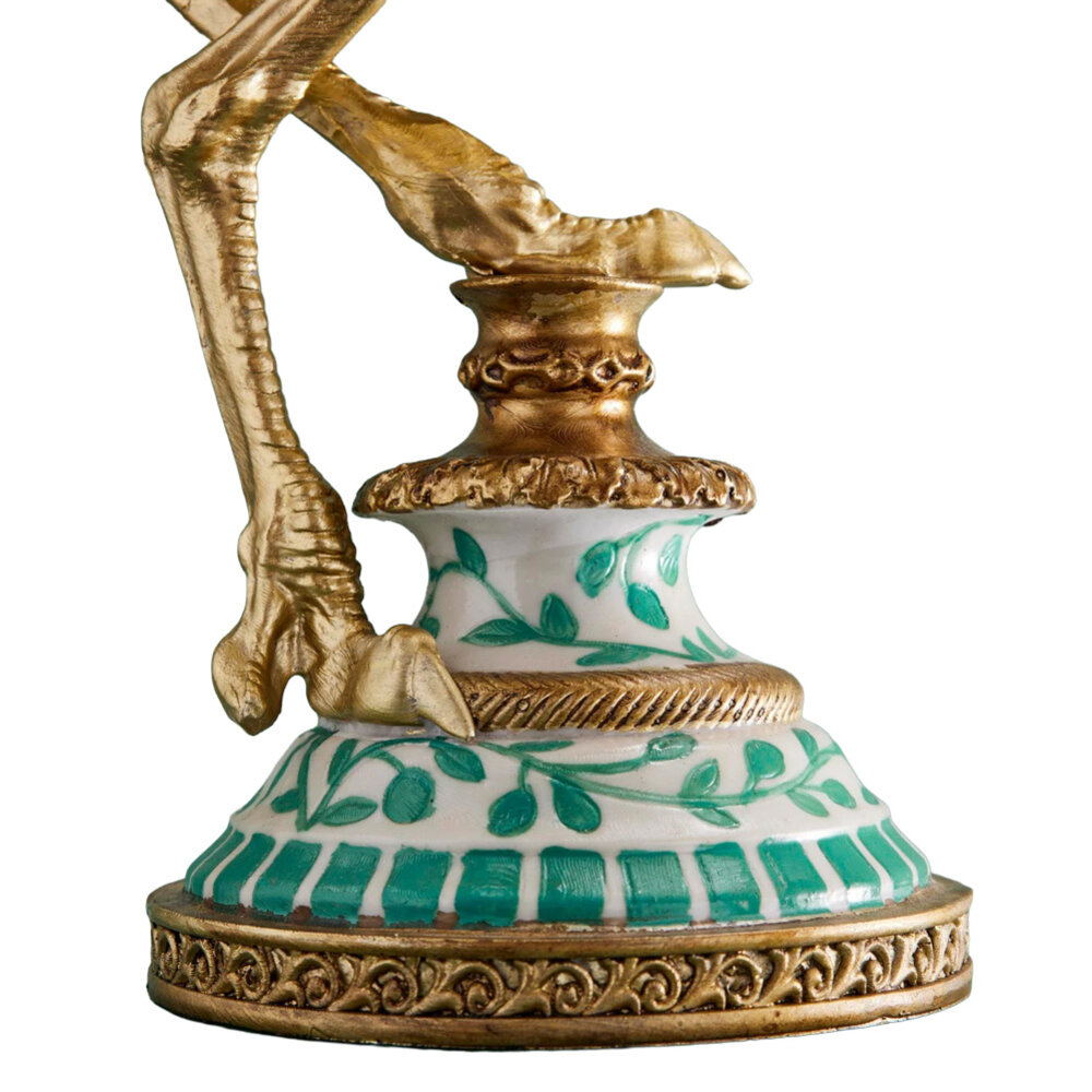 Melting Pot - Kandelaar Struisvogel Franz Josef Turquoise Goud Handbeschilderd 20x14x41cm Melting Pot - Kandelaar Struisvogel Franz Josef Turquoise Goud Handbeschilderd 20x14x41cm