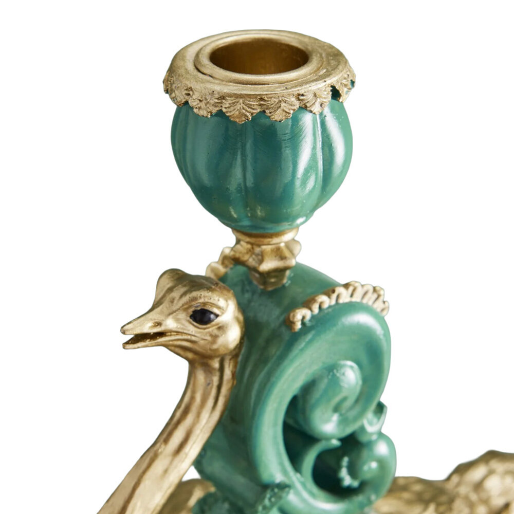 Melting Pot - Kandelaar Struisvogel Franz Josef Turquoise Goud Handbeschilderd 20x14x41cm Melting Pot - Kandelaar Struisvogel Franz Josef Turquoise Goud Handbeschilderd 20x14x41cm