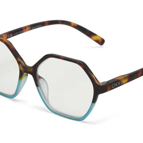 Okkia - Leesbril VENEZIA Hexagon Havana Blue OK036HB – +1.00 t/m +3.00 Okkia - Leesbril VENEZIA Hexagon Havana Blue OK036HB – +1.00 t/m +3.00