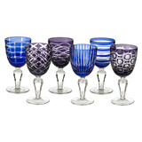 Pols Potten - Wijnglazen Cobalt Mix Blauw-Paars Glas set van 6 Pols Potten - Wijnglazen Cobalt Mix Blauw-Paars Glas set van 6