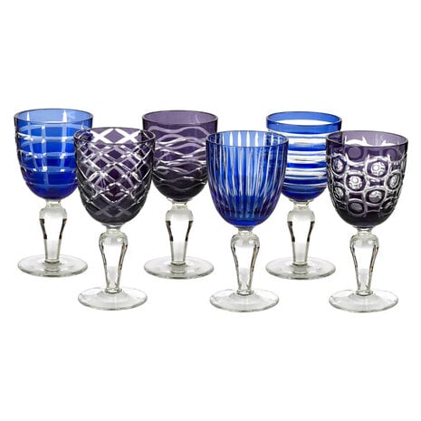 Pols Potten - Wijnglazen Cobalt Mix Blauw-Paars Glas set van 6 Pols Potten - Wijnglazen Cobalt Mix Blauw-Paars Glas set van 6