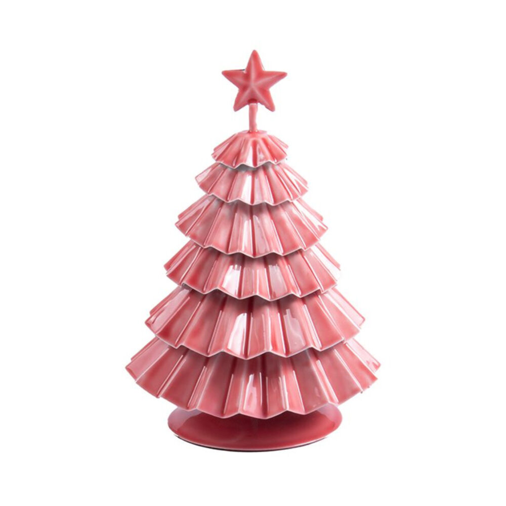 Melting Pot - Decoratief Roze Kerstboompje van Gevouwen Metaal met Ster 14x22cm Melting Pot - Decoratief Roze Kerstboompje van Gevouwen Metaal met Ster 14x22cm