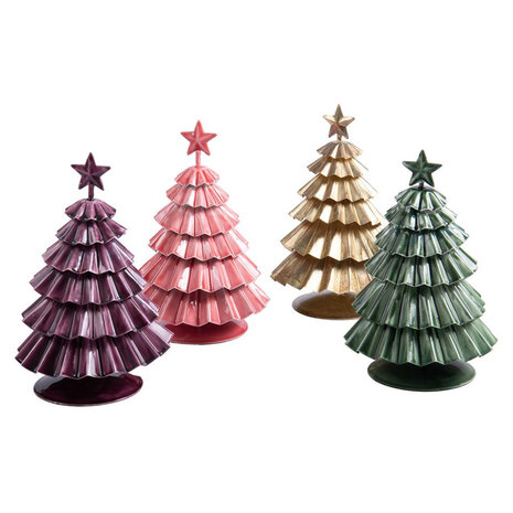 Melting Pot - Decoratief Roze Kerstboompje van Gevouwen Metaal met Ster 14x22cm Melting Pot - Decoratief Roze Kerstboompje van Gevouwen Metaal met Ster 14x22cm