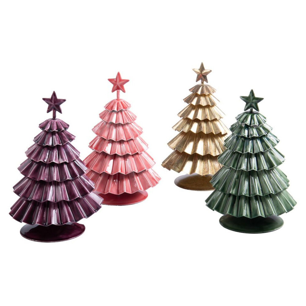 Melting Pot - Decoratief Limegroen Kerstboompje van Gevouwen Metaal met Ster 14x22cm Melting Pot - Decoratief Limegroen Kerstboompje van Gevouwen Metaal met Ster 14x22cm