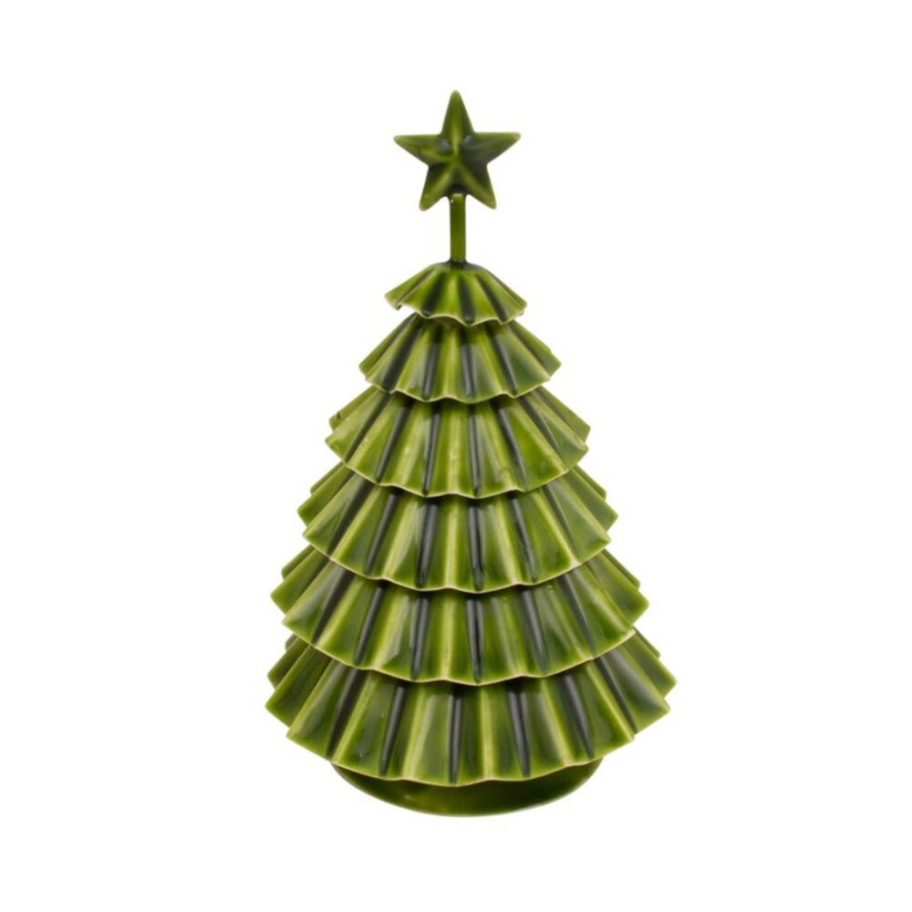 Melting Pot - Decoratief Groen Kerstboompje van Gevouwen Metaal met Ster 14x22cm Melting Pot - Decoratief Groen Kerstboompje van Gevouwen Metaal met Ster 14x22cm