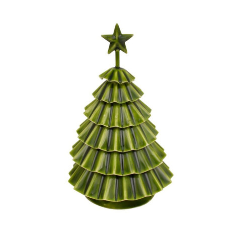 Melting Pot - Decoratief Groen Kerstboompje van Gevouwen Metaal met Ster 14x22cm Melting Pot - Decoratief Groen Kerstboompje van Gevouwen Metaal met Ster 14x22cm