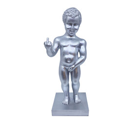 Melting Pot - Beeld Manneken Pis F*ck You Zilver 20x45cm Melting Pot - Beeld Manneken Pis F*ck You Zilver 20x45cm