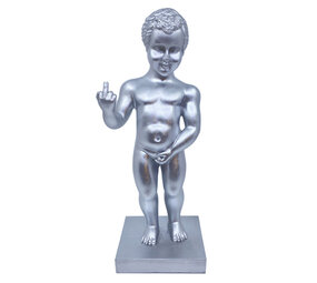 Melting Pot - Beeld Manneken Pis F*ck You Zilver XL 25x60cm Melting Pot - Beeld Manneken Pis F*ck You Zilver XL 25x60cm
