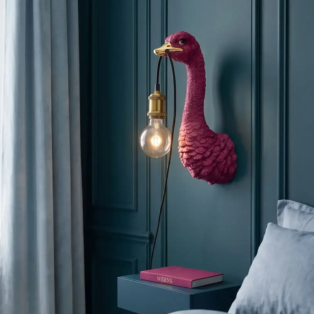 Werns - Wand Lamp Struisvogel Kuiken Roze 15x35cm Werns - Wand Lamp Struisvogel Kuiken Roze 15x35cm