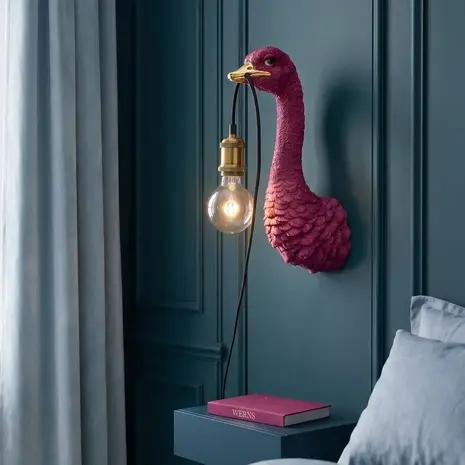 Werns - Wand Lamp Struisvogel Kuiken Roze 15x35cm Werns - Wand Lamp Struisvogel Kuiken Roze 15x35cm
