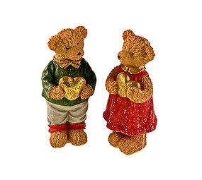 Werns - Beeldjes Kerst Beertjes met Hart 8x16cm set van 2 Werns - Beeldjes Kerst Beertjes met Hart 8x16cm set van 2