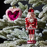 Werns - Kerstballen Notenkrakers Roze en Rood van Glas 5x15cm Set van 2