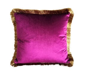 Werns - Sierkussen Paars Fluweel met Gouden Franjes 45x45cm Werns - Sierkussen Paars Fluweel met Gouden Franjes 45x45cm