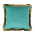 Sierkussen Turquoise Fluweel met Gouden Franjes 45x45cm