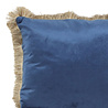 Werns - Sierkussen Donkerblauw Fluweel 45x45cm met Gouden Franjes en Binnenvulling Werns - Sierkussen Donkerblauw Fluweel 45x45cm met Gouden Franjes en Binnenvulling