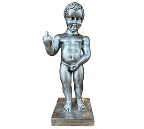 Melting Pot - Beeld Manneken Pis F*ck You Zilver XL 25x60cm Melting Pot - Beeld Manneken Pis F*ck You Zilver XL 25x60cm