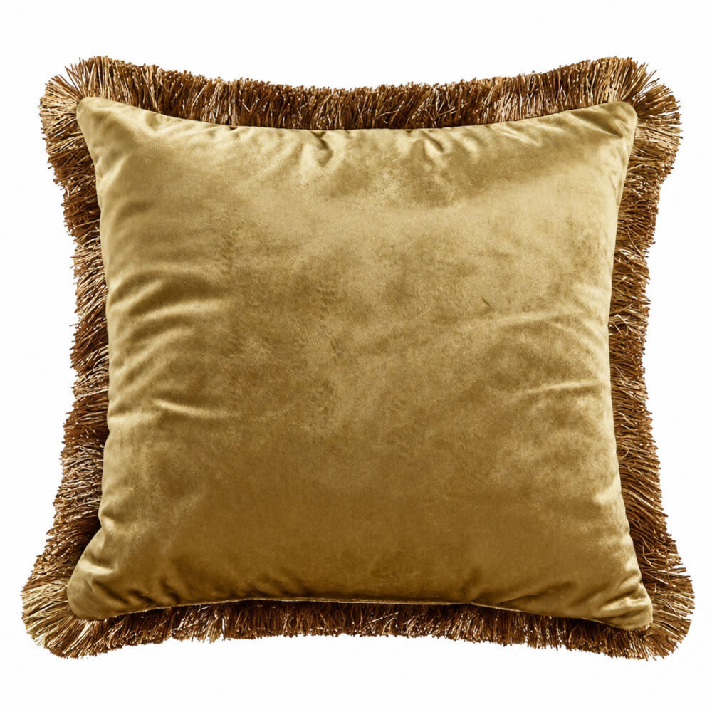 Werns - Sierkussen Goud Fluweel 60x60cm met Gouden Franjes en Binnenvulling