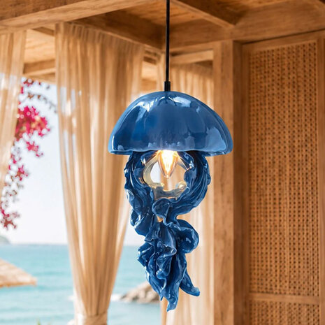 Werns - Hanglamp Ava Jellyfish Blauw Kunststof 23x42cm Werns - Hanglamp Ava Jellyfish Blauw Kunststof 23x42cm