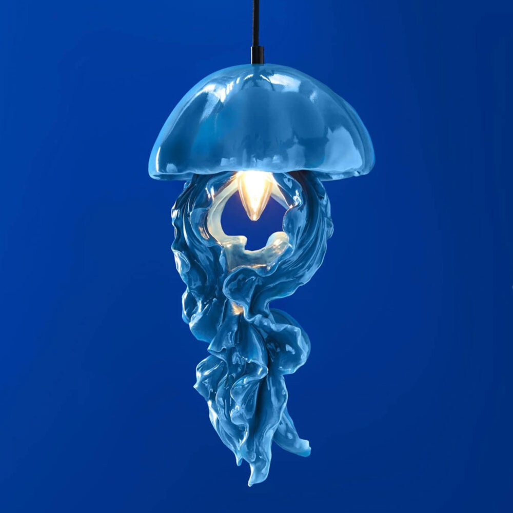 Werns - Hanglamp Ava Jellyfish Blauw Kunststof 23x42cm Werns - Hanglamp Ava Jellyfish Blauw Kunststof 23x42cm